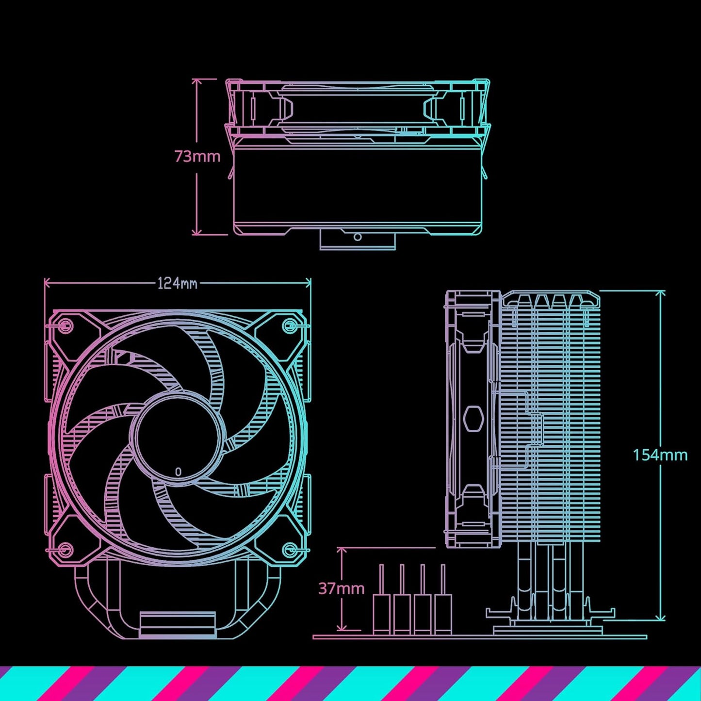 Cooler Master Hyper 212 Halo Black CPU Air Cooler AMD AM4/AM5 y Intel LGA 1700/1200