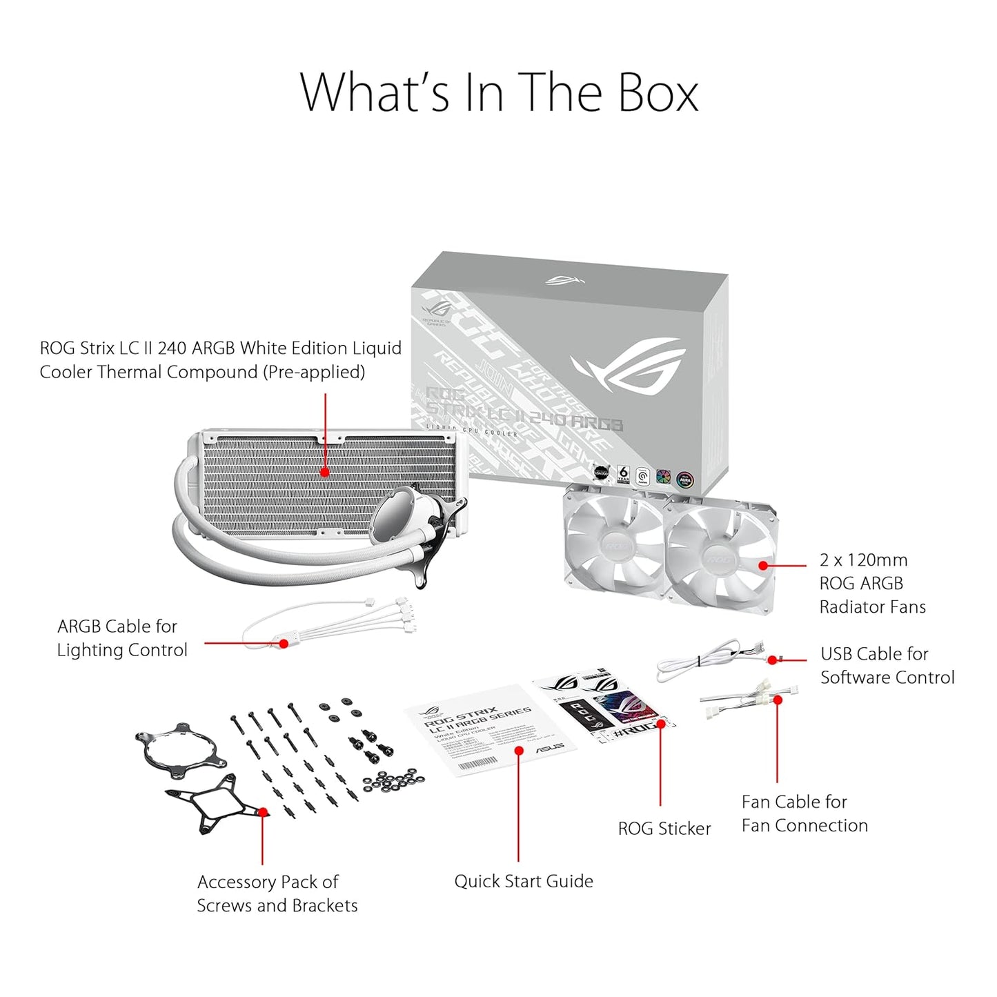 ASUS ROG Strix LC II 240 ARGB White Edition AIO Cooler AM4/AM5 - LGA 1700/1200