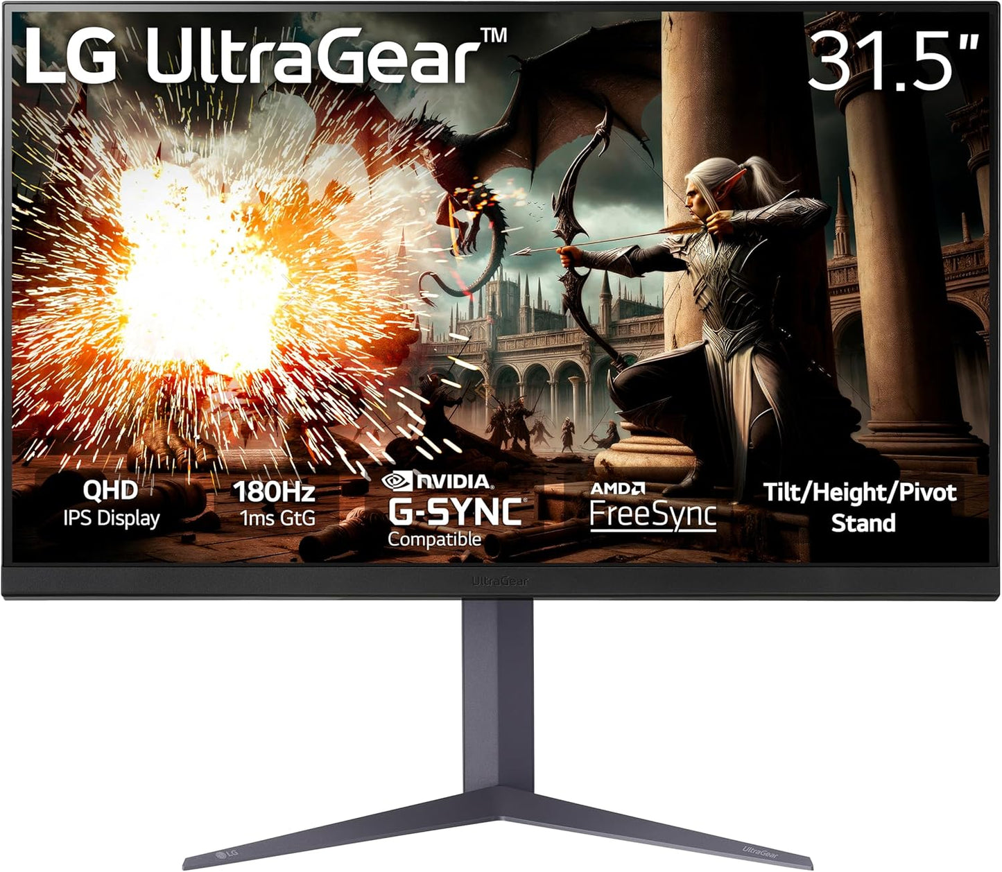 LG 32GS75Q-B Ultragear Gaming Monitor  32'' QHD 1440P HDR400 180Hz 1ms IPS