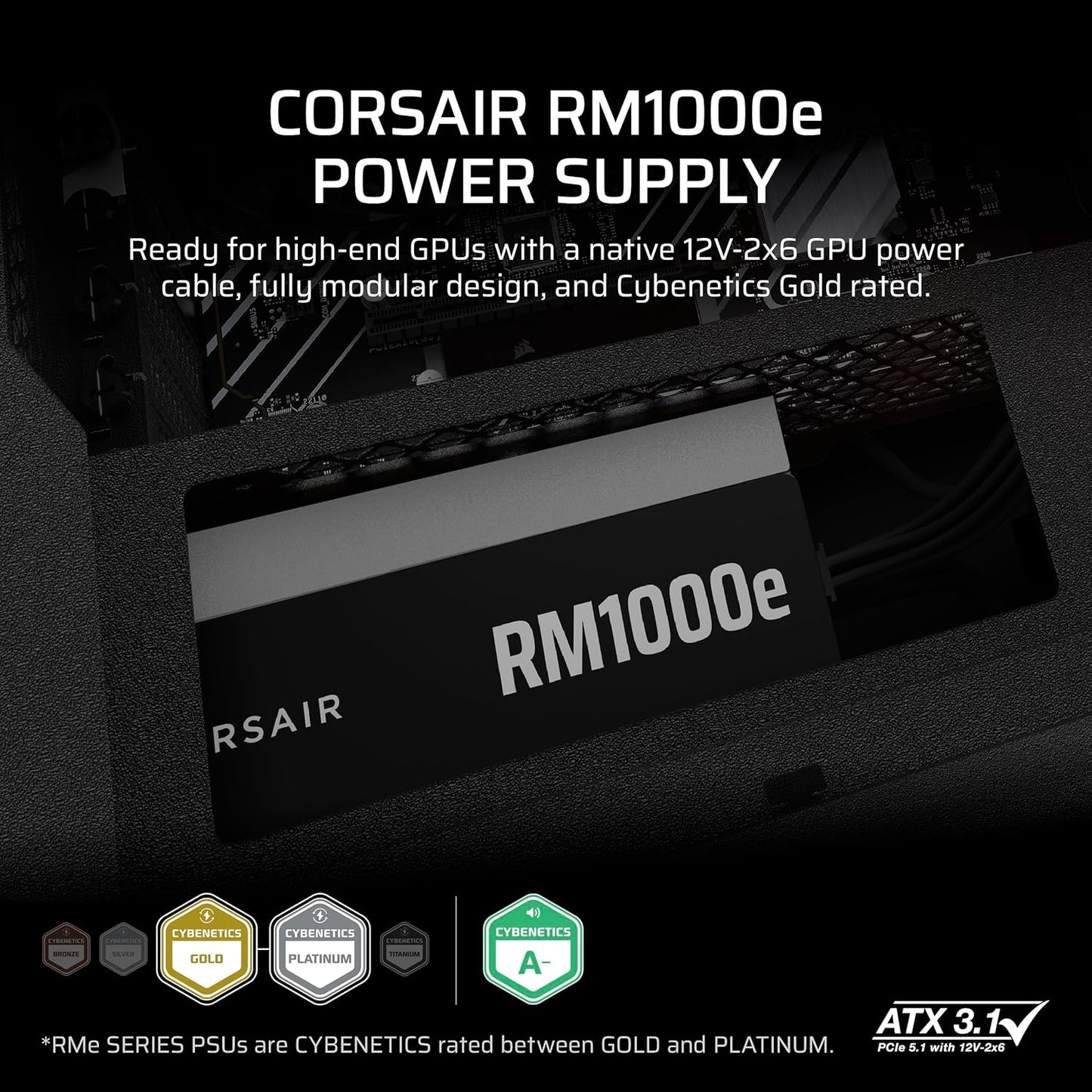 CORSAIR RM1000e 2025 POWERSUPPLY 1000W MODULAR 80 GOLD PLUS